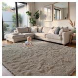 FLUFFY RUG SHAGGY AREA RUG, BEIGE 8X10 AREA RUGS F