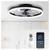 STERREN 20' MODERN LOW PROFILE CEILING FAN WITH LI