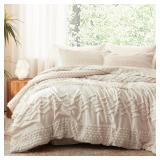 LUXUDECOR BEIGE TUFTED COMFORTER SET QUEEN SIZE 3
