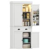 $225 HOMCOM 71" KITCHEN PANTRY CABINET WITH LED MO