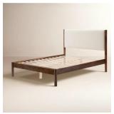 SOLID WOOD BED FRAME WITH CREAM BOUCLE UPHOLSTERED