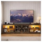 $150 78.7" FARMHOUSE TV STAND WITH LED LIGHTS, 18.