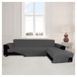 $120 DARK GRAY LARGE L-SHAPE SOFA COVER, POLYESTER