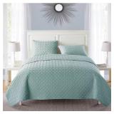 NINA EMBOSSED 3 PIECE BLUE BASKETWEAVE MICROFIBER