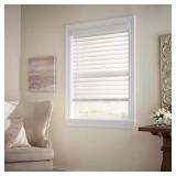 WHITE CORDLESS PREMIUM FAUX WOOD BLIND/SHADE WITH
