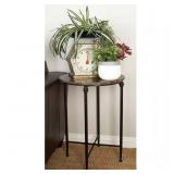 18 IN. BLACK LARGE ROUND MARBLE END ACCENT TABLE W