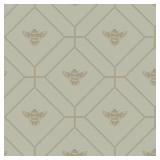 HONEYCOMB BEE GREEN METALLIC NON-PASTED WALLPAPER
