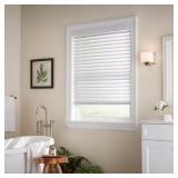 WHITE CORDLESS FAUX WOOD BLINDS FOR WINDOWS WITH 2