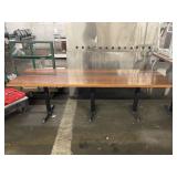 96 X 30 SOLID WOOD HEIGHT DINING TABLE W/ CAST IRO