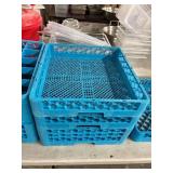 1 LOT (2) BLUE PLASTIC CUP CARLISLE GLASS RACK
