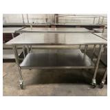 60 X 30 X 35 1/2 ROLLING SS WORKTABLE W/ UNDERSHEL