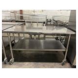 60 X 30 X 35 1/3 SS ROLLING WORK TABLE W/ UNDERSHE