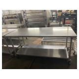 73 X 30 X 35 1/2 ROLLING FOOD PREP SS TABLE