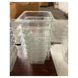1 LOT (8) 1/6QT ACYRLIC FOOD PREP CONTAINERS *NO L