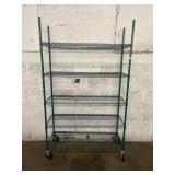 47 X 18 X 79 1/2 GREEN COATED ROLLING METRO RACK