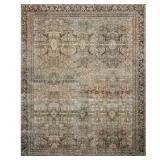 LOLOI LAYLA OLIVE/CHARCOAL 2 FT. X 5 FT. DISTRESSE
