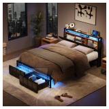 $251 METAL FRAME FULL SIZE PLATFORM BED WITH CHARG