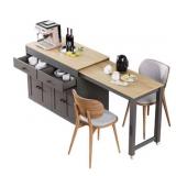 74.5 INCH KITCHEN ISLAND WITH EXTENDABLE DINING TA