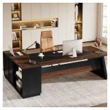 $343 CAPEN 78 IN. L SHAPED WALNUT AND BLACK WOOD E