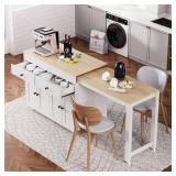 $453 OFF WHITE WOOD 74.5 IN. KITCHEN ISLAND WITH E