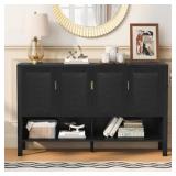 4 DOOR BLACK CABINET WITH GOLD HARDWARE