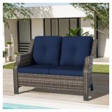 $241 BROWN WICKER OUTDOOR PATIO LOVESEAT 2-SEAT SO