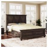 $559 RICH BROWN VINTAGE STYLE WOOD FRAME KING SIZE