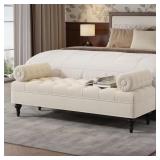 $266 YVERRA FRENCH BEIGE VELVET BUTTON TUFTED UPHO