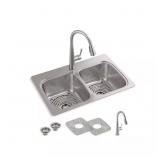 $339 VERSE STAINLESS STEEL 33 IN. DOUBLE BOWL DROP