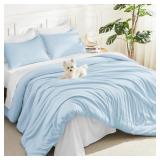 LITANIKA COMFORTERS LIGHT BLUE QUEEN SIZE, 3 PIECE