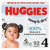 HUGGIES SIZE 4 DIAPERS, SNUG & DRY BABY DIAPERS, S
