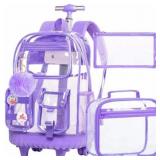 CLEAR BACKPACK ROLLING BACKPACK FOR GIRLS, HEAVY D