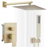 $160 BRUSHED GOLD SHOWER SYSTEM 10 INCH BATHROOM L