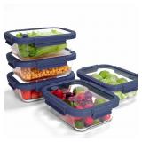 5-PACK FOOD STORAGE CONTAINERS GLASS CONTAINERS WI