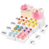 8  BUFFET RISERS WITH MINI SIGNS, BUFFET TABLE RIS