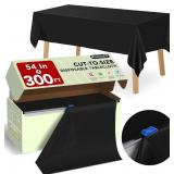 54 IN X 300 FT BLACK PLASTIC TABLE COVER ROLL WITH