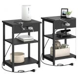 END TABLES SET OF 2 WITH CHARGING STATION USB PORT