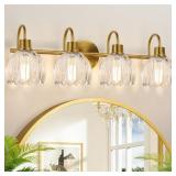 4-LIGHT BATHROOM LIGHT FIXTURES, 27" BRUSHED GOLD