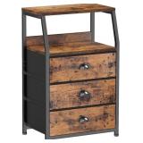 FURNULEM NIGHTSTAND WITH 3 DRAWERS AND 2-TIER SHEL