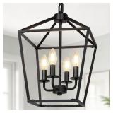 4 LIGHT CHANDELIER, INDUSTRIAL CEILING LIGHT BLACK