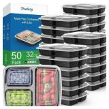 50 PACK (100-PIECE) 32 OZ MEAL PREP CONTAINERS REU