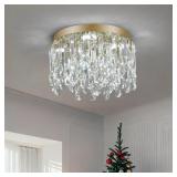 DECKRICO 11.8" GOLD CRYSTAL FLUSH MOUNT CEILING LI