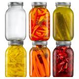 GLING 6 PACK 32 OZ. REGULAR-MOUTH GLASS MASON JARS
