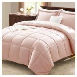 COZYLUX QUEEN SIZE COMFORTER SET - BLUSH PINK COMF