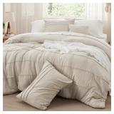 BEDSURE QUEEN COMFORTER SET - 4 PIECES PINCH PLEAT