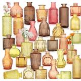 COLORED GLASS VASES BULK 32 PCS - ASSORTED VINTAGE