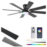 JSAITEE 52 INCH CEILING FAN WITH LIGHT, 6 SPEEDS R