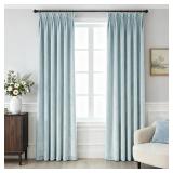 PINCH PLEATED LIGHT BLUE VELVET CURTAINS 102 INCH