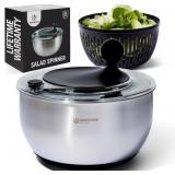 STAINLESS STEEL SALAD SPINNER, LETTUCE, VEGETABLE