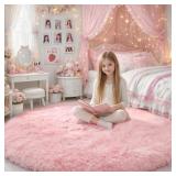 AMDREBIO PINK ROUND AREA RUGS 8FT FOR LIVING ROOM,